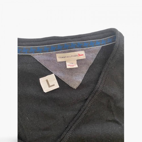 Tommy Hilfiger Denim Navy V-Neck Knit — Size L / Pre-Owned
