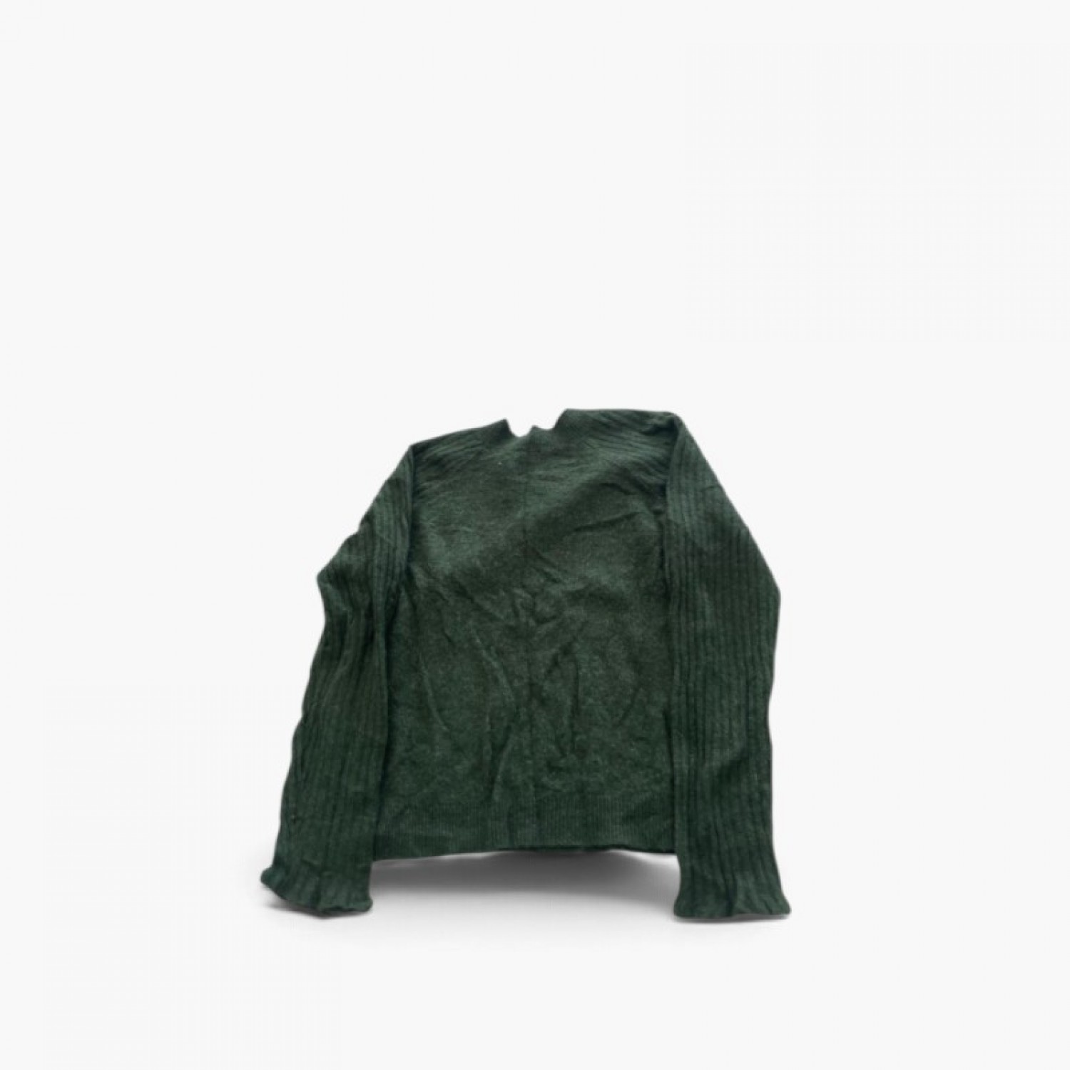 Green Button-Neck Knit Sweater — Size M / Pre-Owned