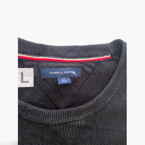 Tommy Hilfiger Black Crewneck Sweater — Size L / Pre-Owned
