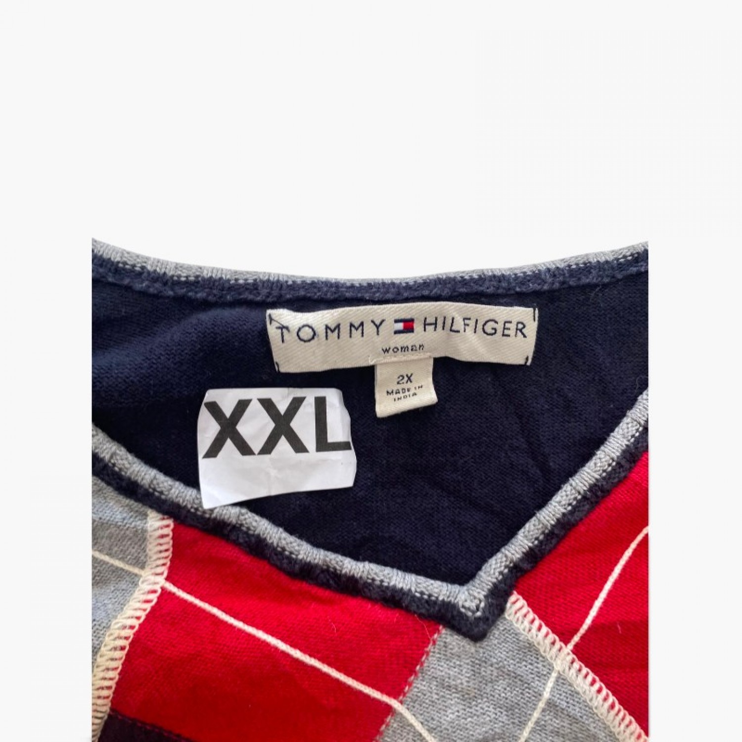 Tommy Hilfiger Women Argyle V-Neck Sweater — Size XXL / 2X / Pre-Owned