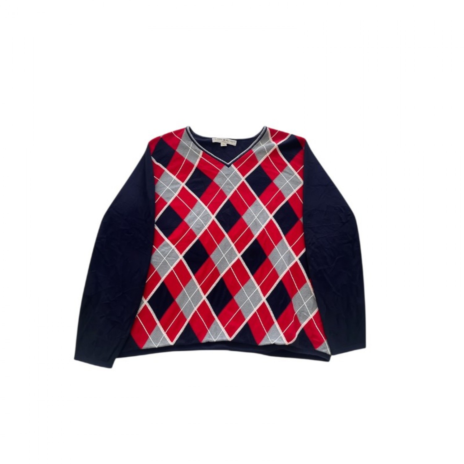 Tommy Hilfiger Women Argyle V-Neck Sweater — Size XXL / 2X / Pre-Owned