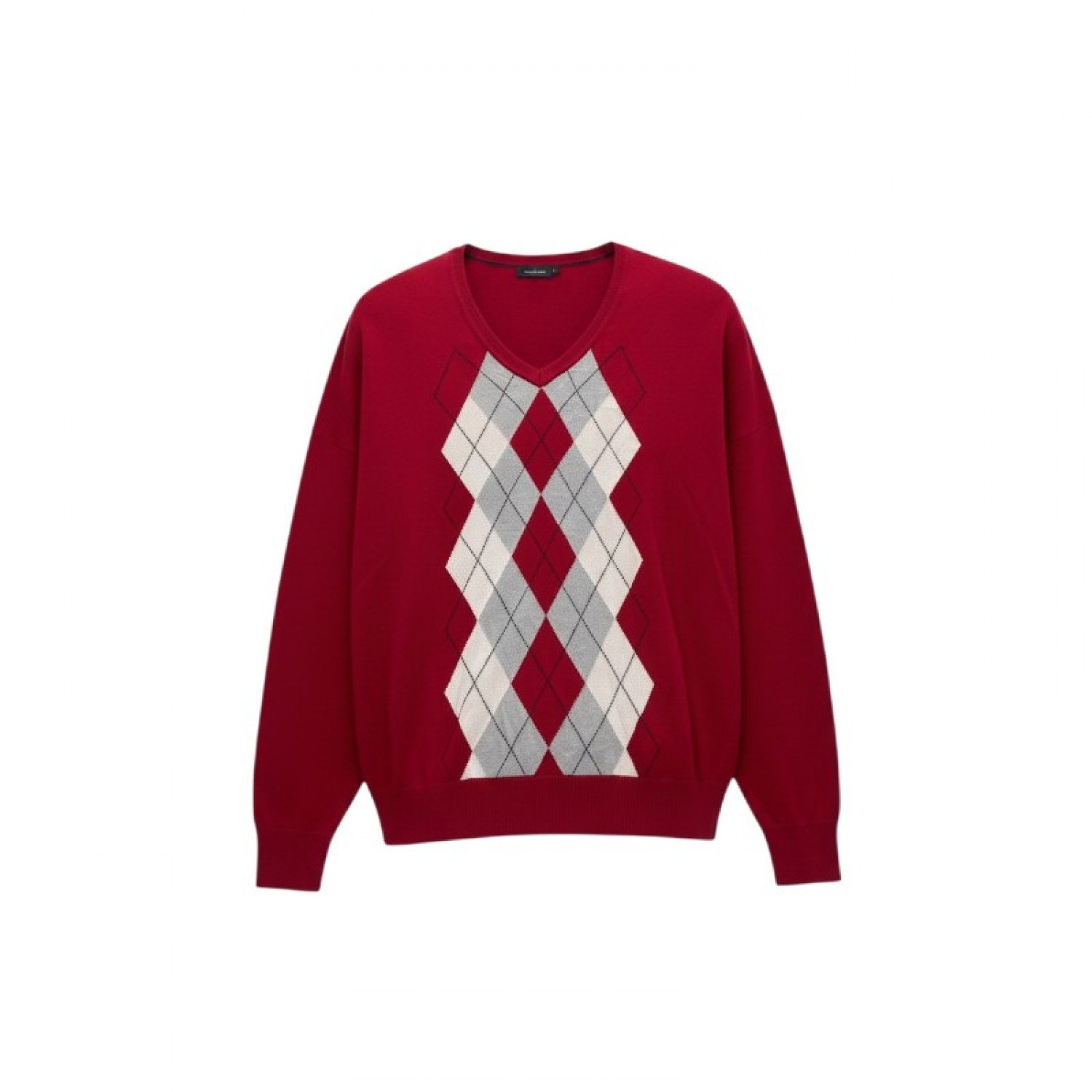 Tommy Hilfiger Red Argyle V-Neck Sweater — Size M / Pre-Owned