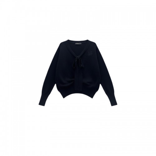 Tommy Hilfiger Women Black Tie-Neck Sweater — Size XS / Pre-Owned