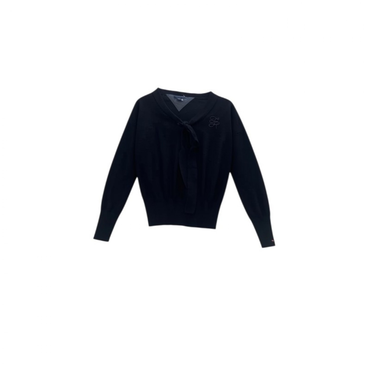 Tommy Hilfiger Women Black Tie-Neck Sweater — Size XS / Pre-Owned