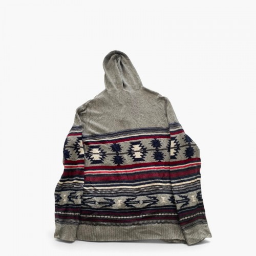 American Eagle Grey Southwestern Hooded Sweater — Size L / Pre-Owned