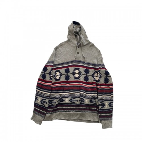 American Eagle Grey Southwestern Hooded Sweater — Size L / Pre-Owned