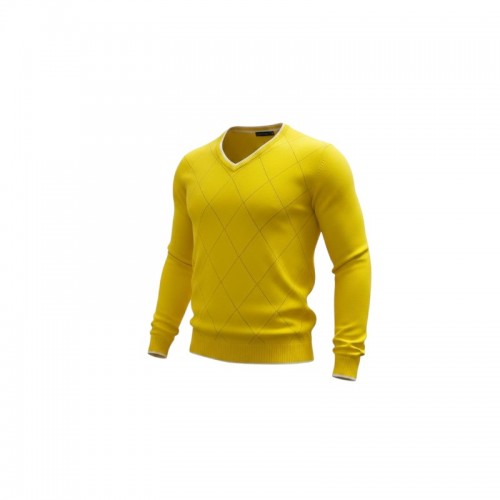 Tommy Hilfiger Yellow Argyle V-Neck Sweater — Size M / Pre-Owned