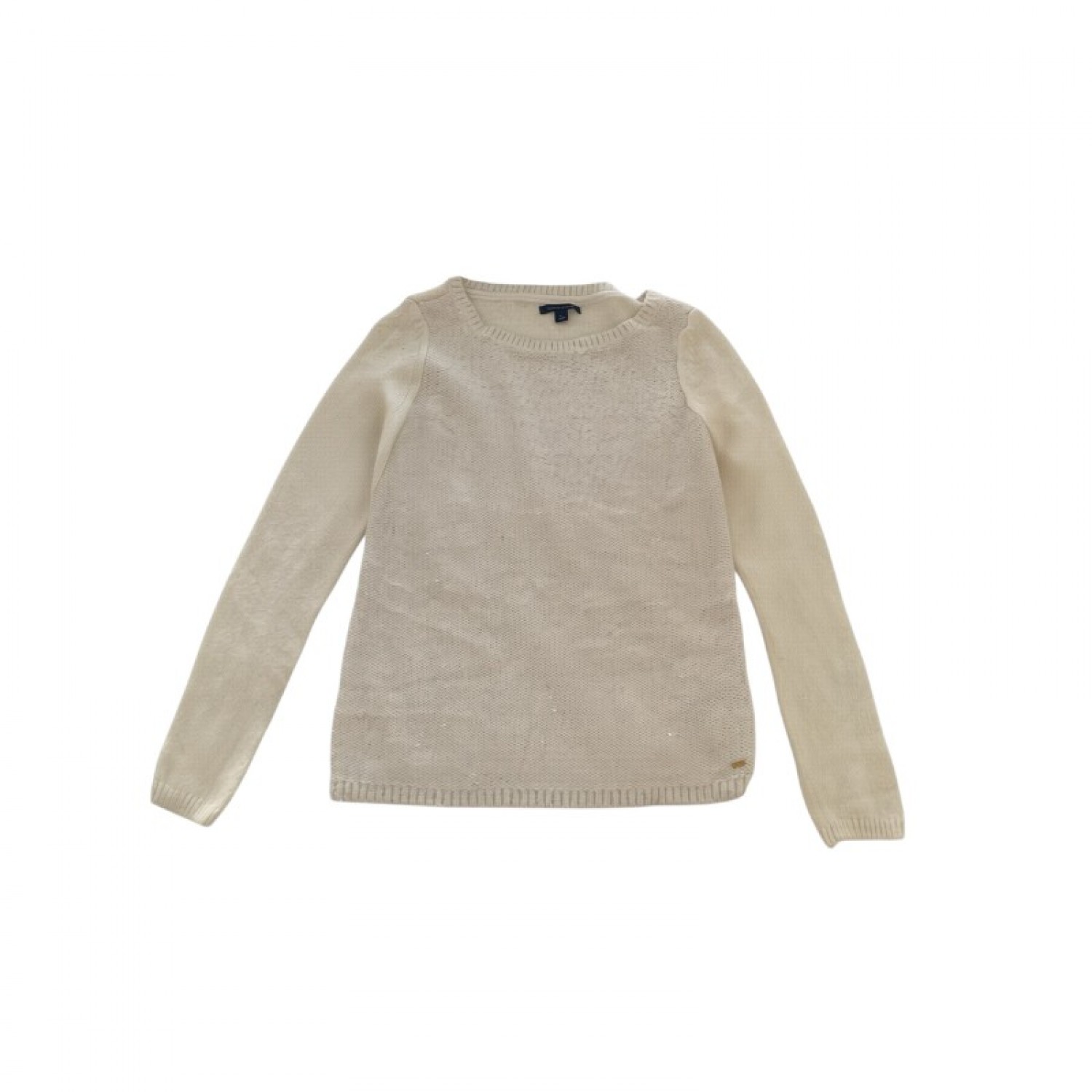 Tommy Hilfiger Cream Textured Crewneck Sweater / Pre-Owned
