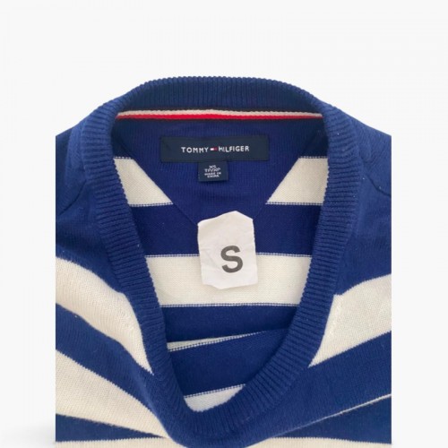 Tommy Hilfiger Blue & White Striped Crewneck Sweater — Size S / Pre-Owned
