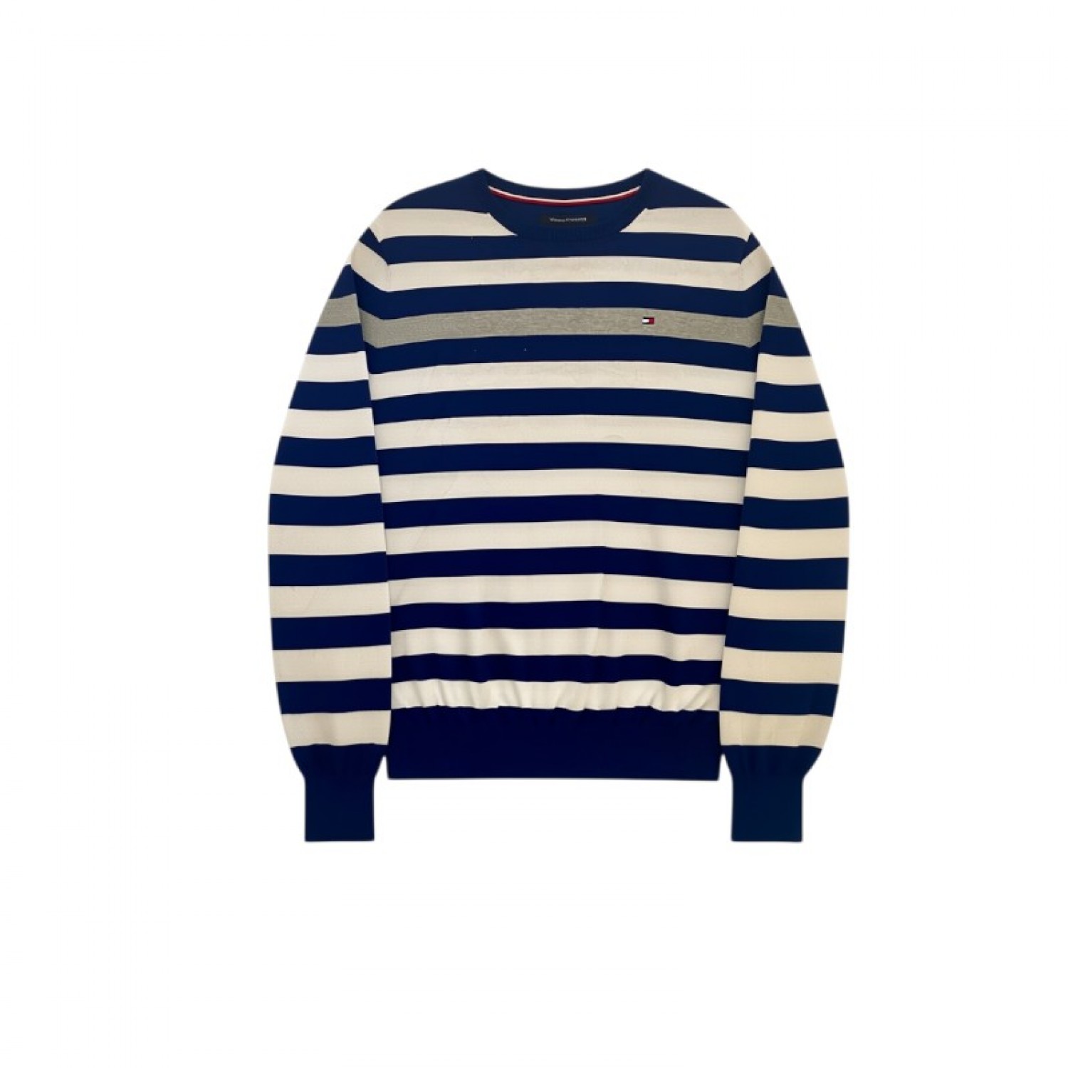 Tommy Hilfiger Blue & White Striped Crewneck Sweater — Size S / Pre-Owned