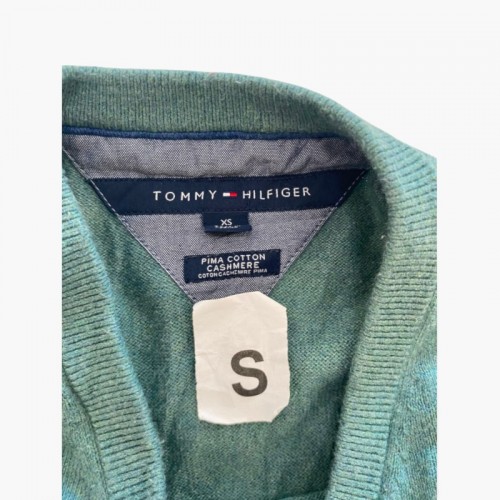 Tommy Hilfiger S Πράσινο/teal V-neck sweater / Pre-Owned
