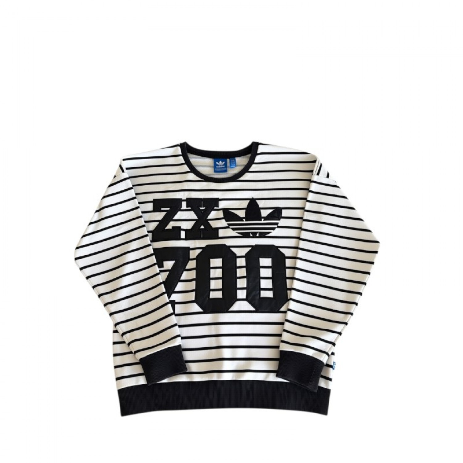 ADIDAS L COTTON-BLEND STRIPED GRAPHIC SWEATSHIRT / Pre-Owned