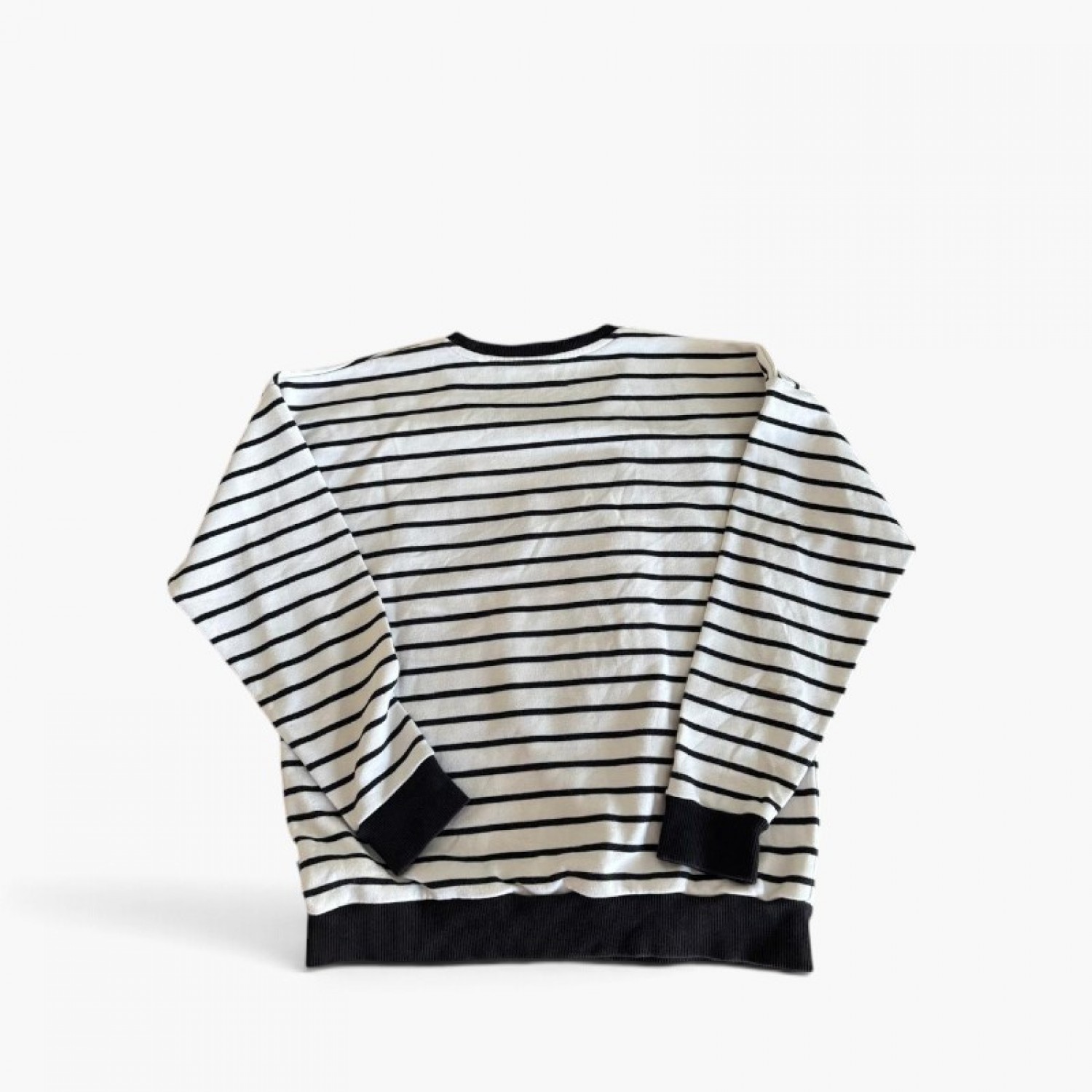 ADIDAS L COTTON-BLEND STRIPED GRAPHIC SWEATSHIRT / Pre-Owned