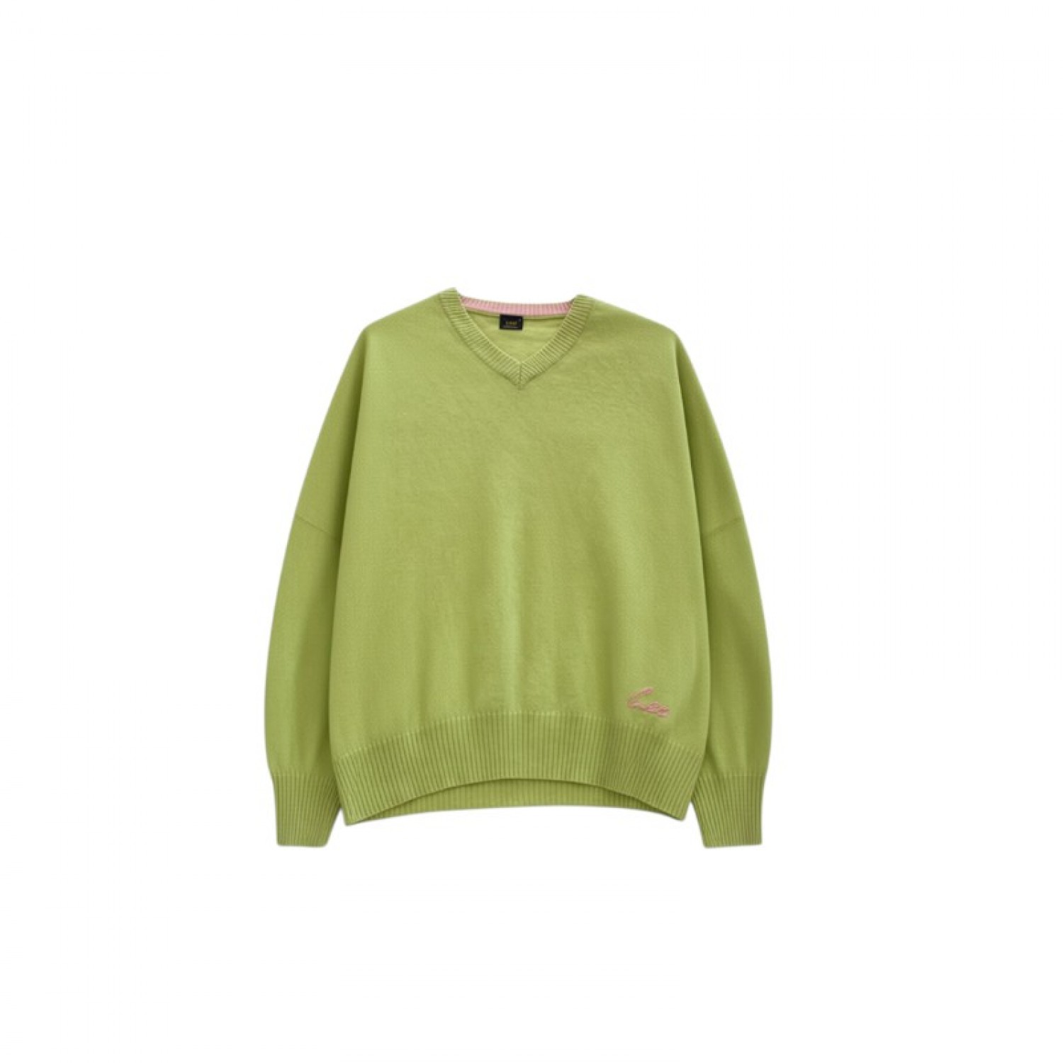 LEE L COTTON-BLEND V-NECK KNIT SWEATER / Pre-Owned