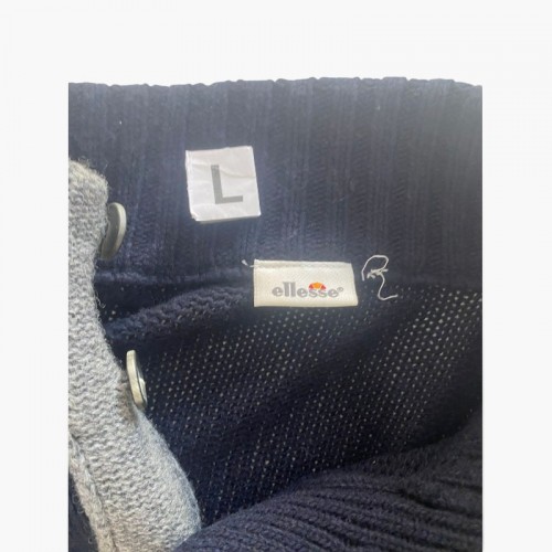 Ellesse Navy Button-Neck Knit Sweater — Size L / Pre-Owned
