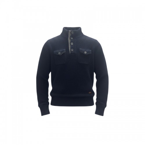 Ellesse Navy Button-Neck Knit Sweater — Size L / Pre-Owned