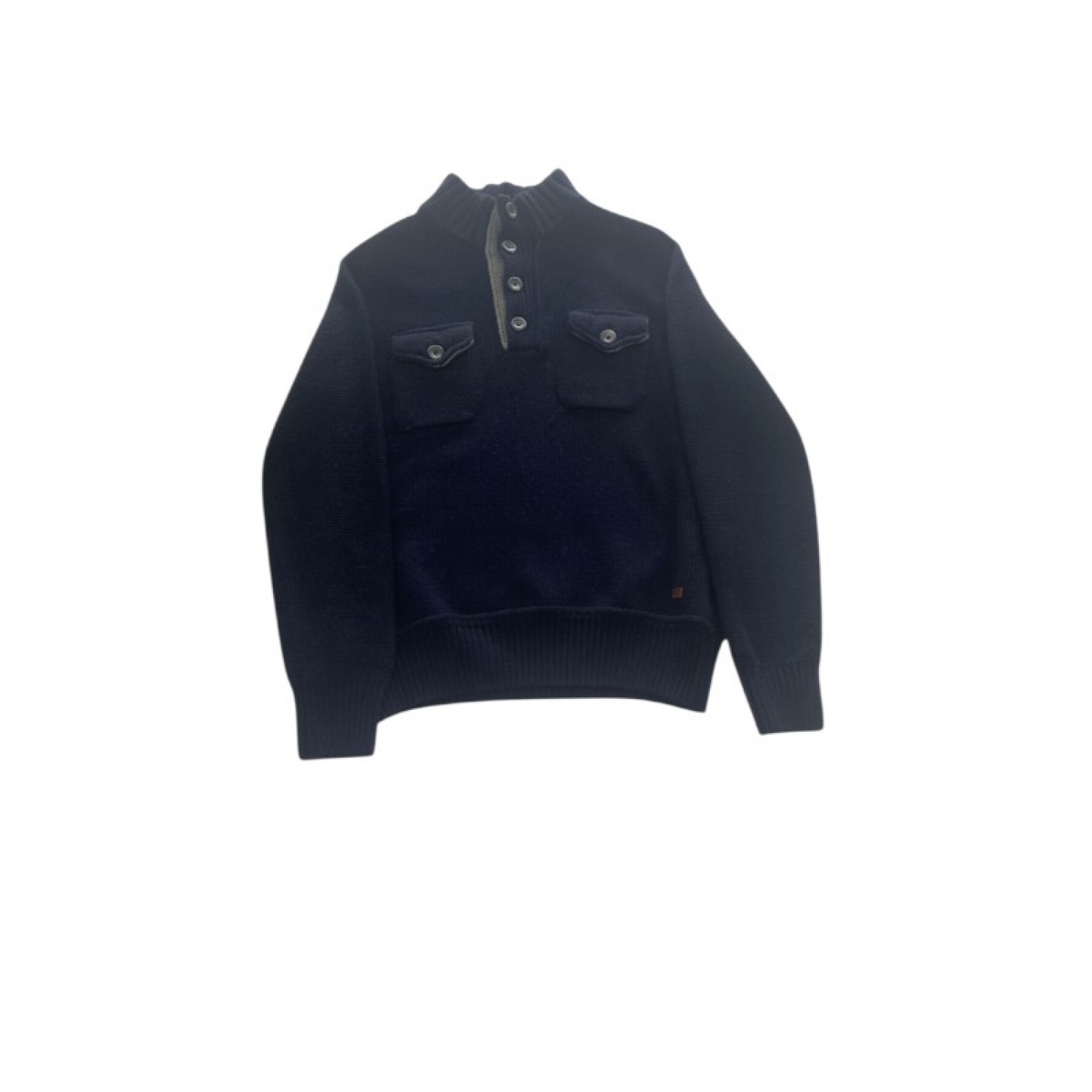 Ellesse Navy Button-Neck Knit Sweater — Size L / Pre-Owned