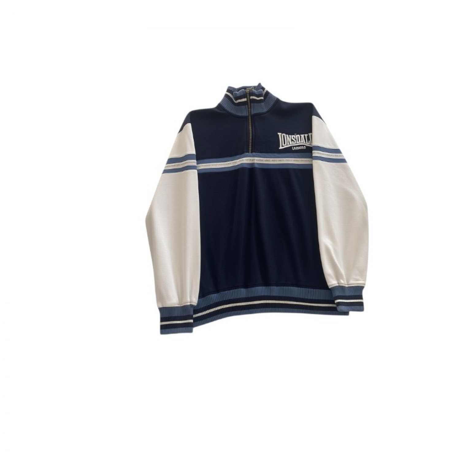 Lonsdale London Navy & White Quarter-Zip Sweatshirt — Size L / Pre-Owned