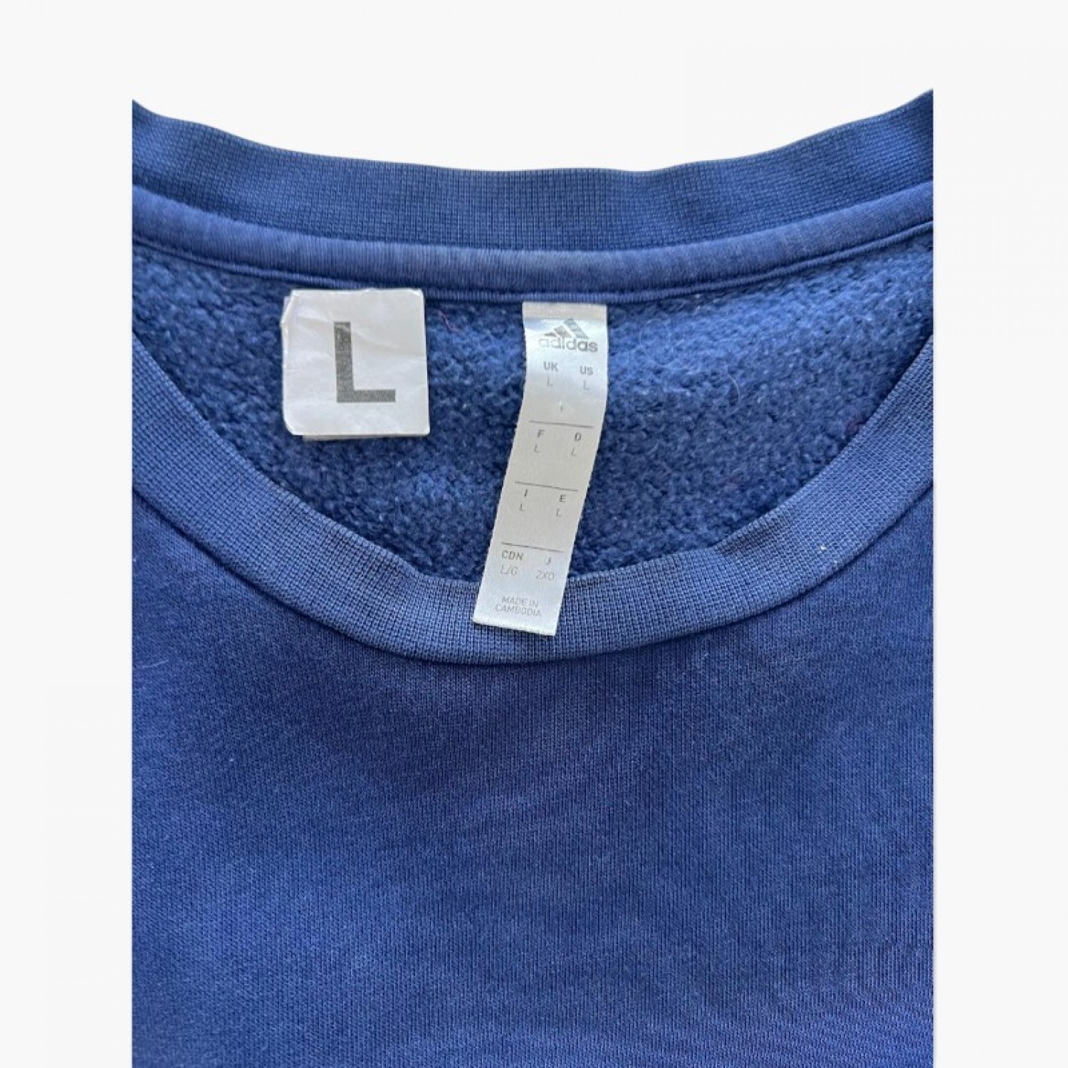 Adidas Navy Blue Crewneck Sweatshirt — Size L / Pre-Owned