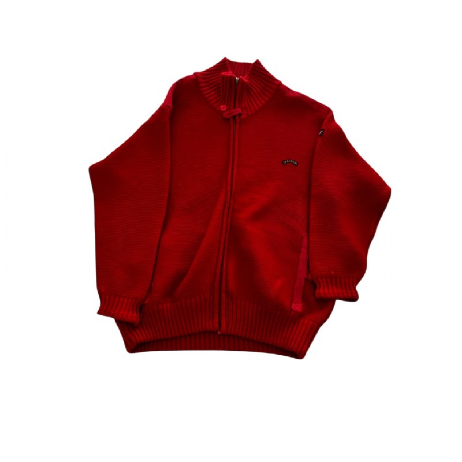 Red Full-Zip High-Collar Knit Cardigan — Size XXL / Pre-Owned