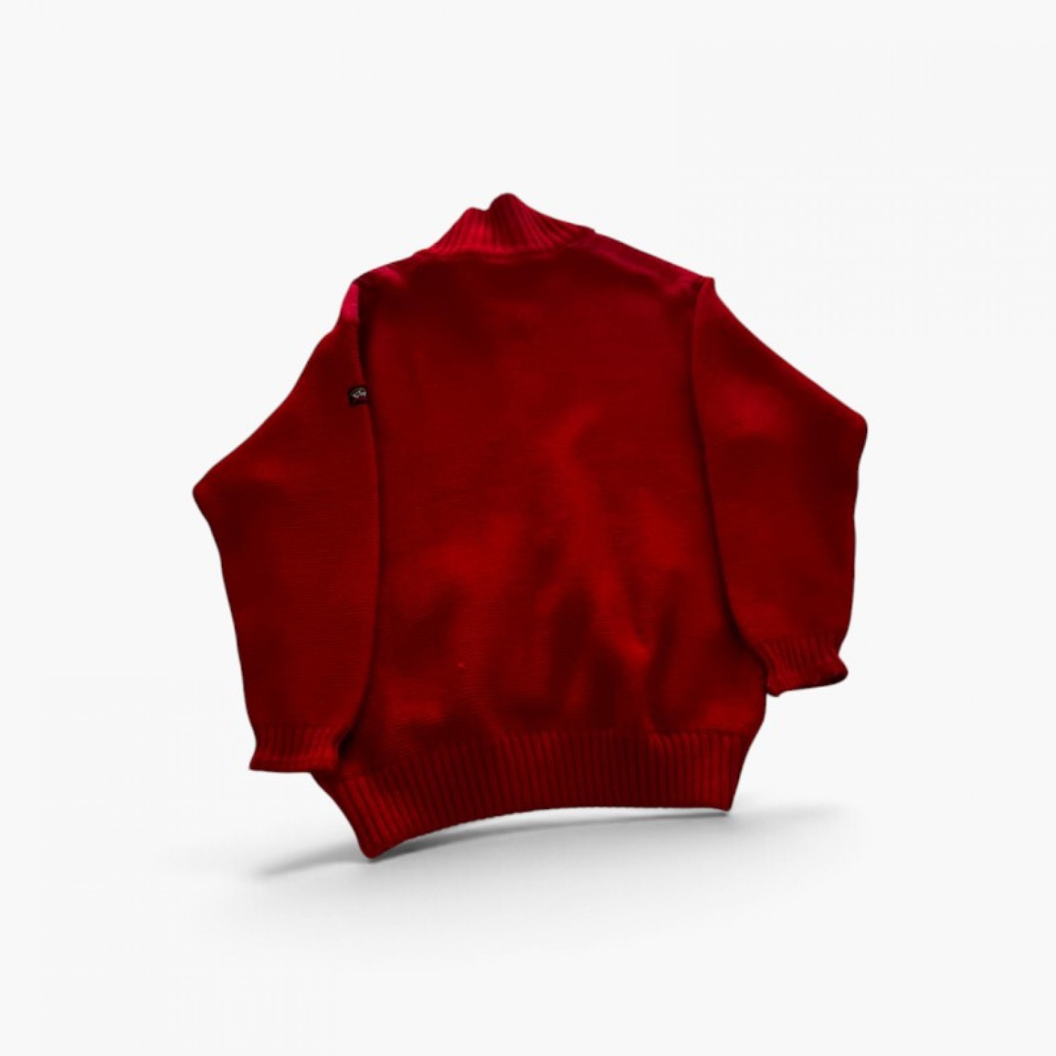 Red Full-Zip High-Collar Knit Cardigan — Size XXL / Pre-Owned