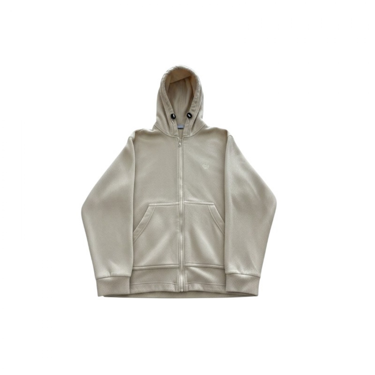 Cream Textured Full-Zip Hoodie — Size XL / Pre-Owned