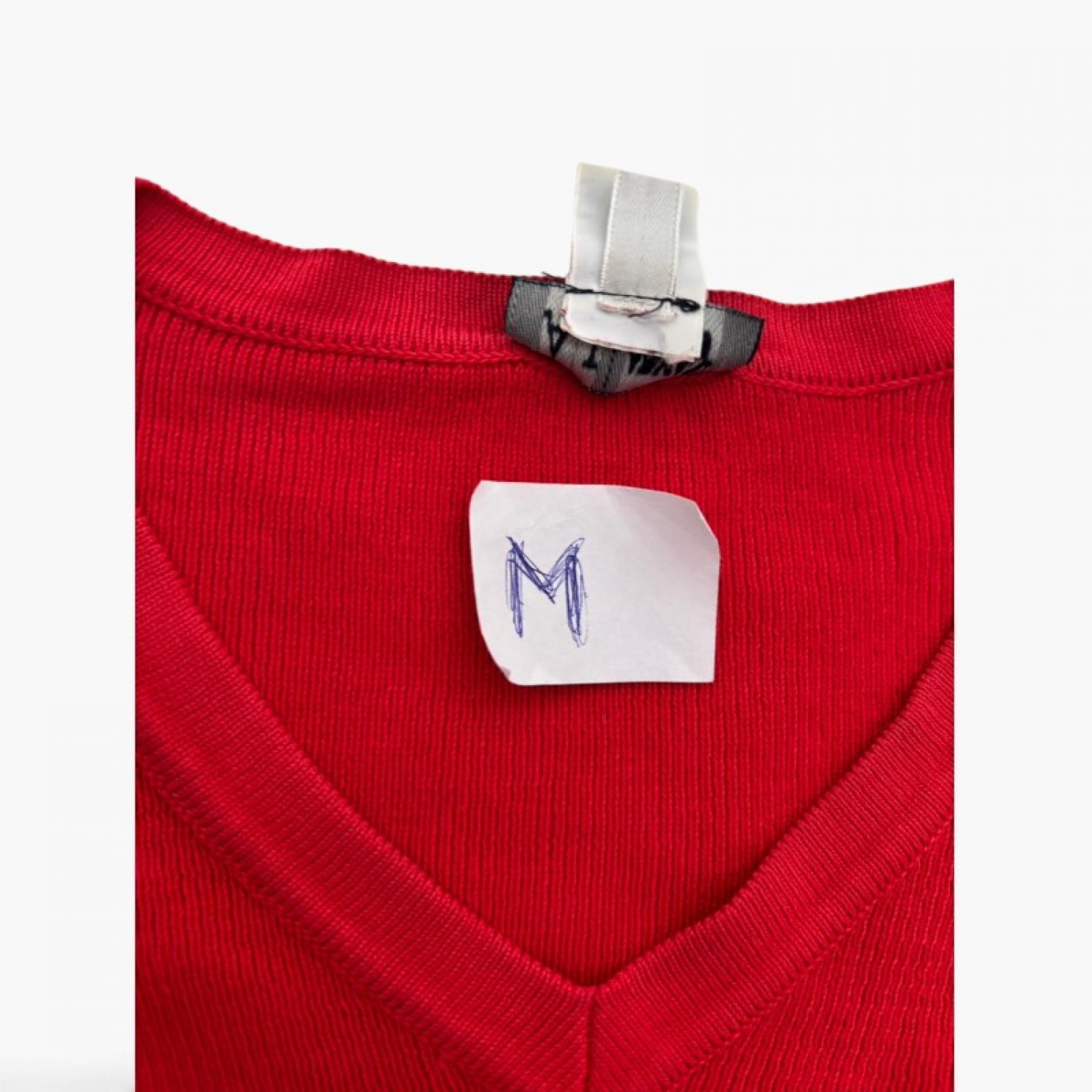 ARMANI JEANS Κόκκινο Πλεκτό Πουλόβερ V-Neck – Μέγεθος M / Pre-Owned