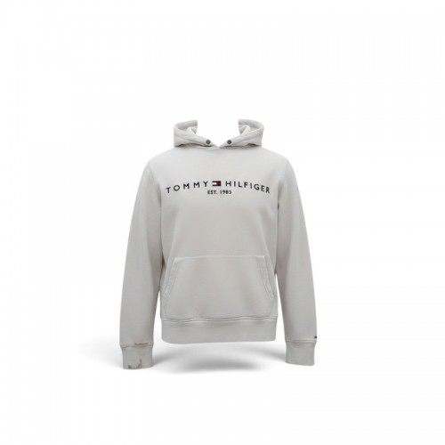 Tommy Hilfiger Εκρού Φούτερ Hoodie με Λογότυπο – Μέγεθος M / Pre-Owned