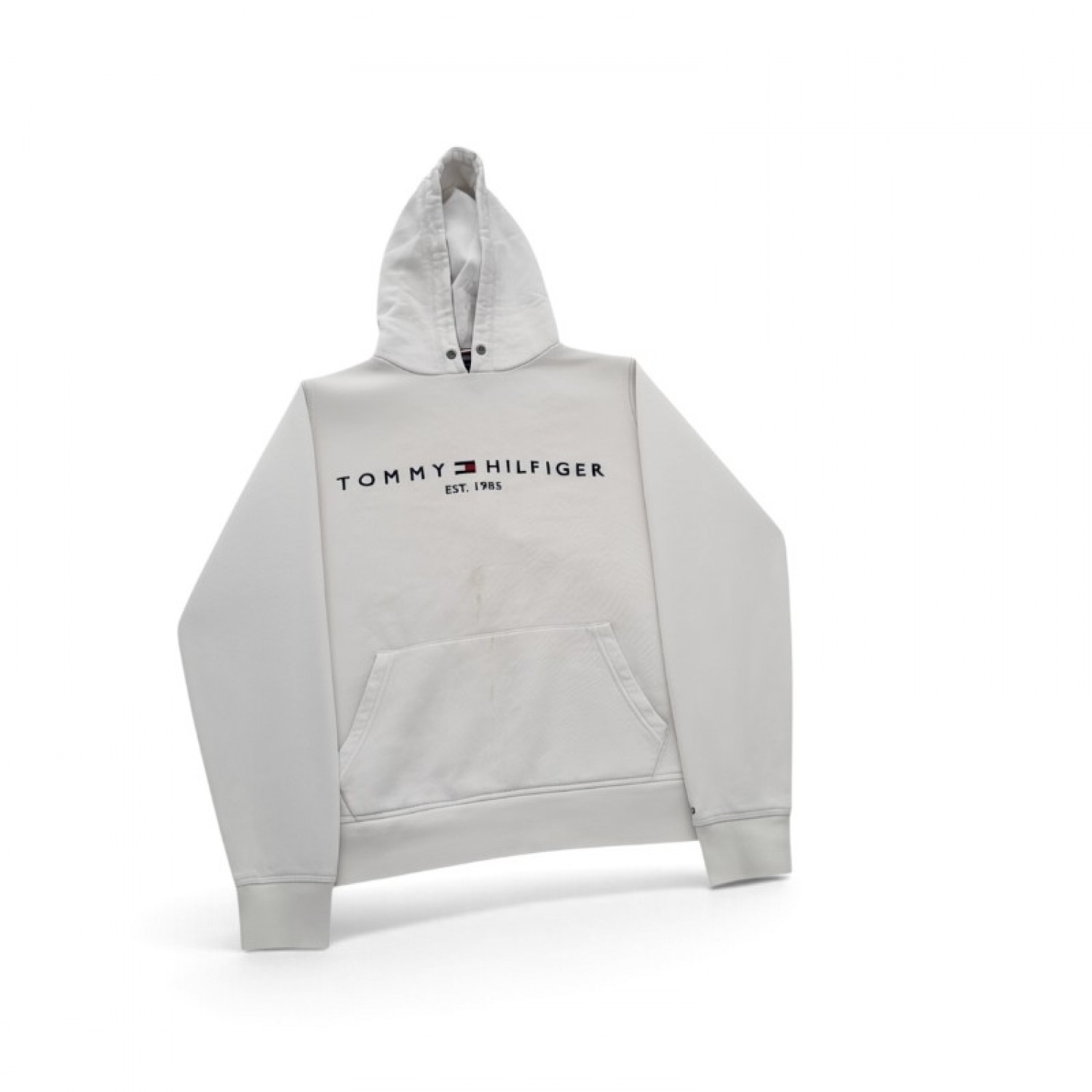 Tommy Hilfiger Εκρού Φούτερ Hoodie με Λογότυπο – Μέγεθος M / Pre-Owned