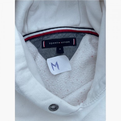 Tommy Hilfiger Εκρού Φούτερ Hoodie με Λογότυπο – Μέγεθος M / Pre-Owned