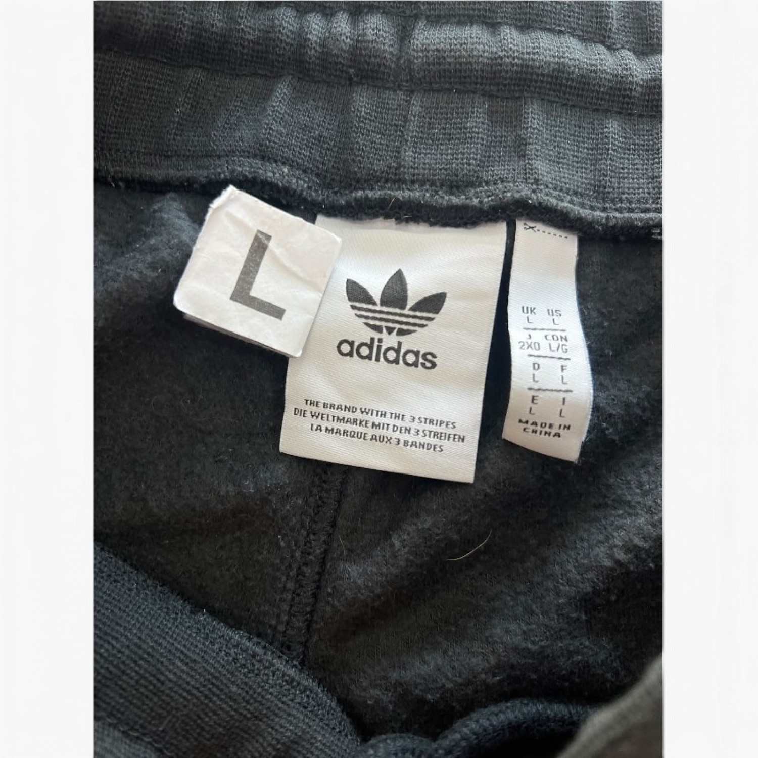 Adidas Originals Μαύρο Φλις Cargo Jogger Παντελόνι με Λευκές Ρίγες – Μέγεθος L / Pre-Owned
