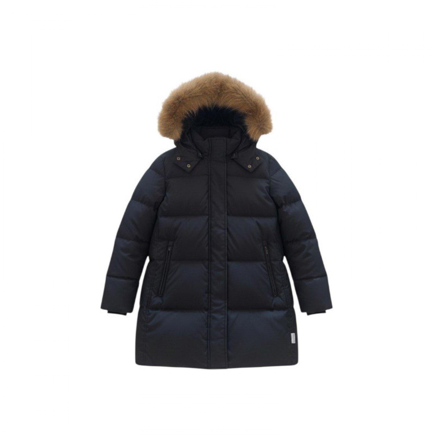 napapijri Black Long Hooded Puffer Coat with Faux-Fur Trim / Pre-Owned