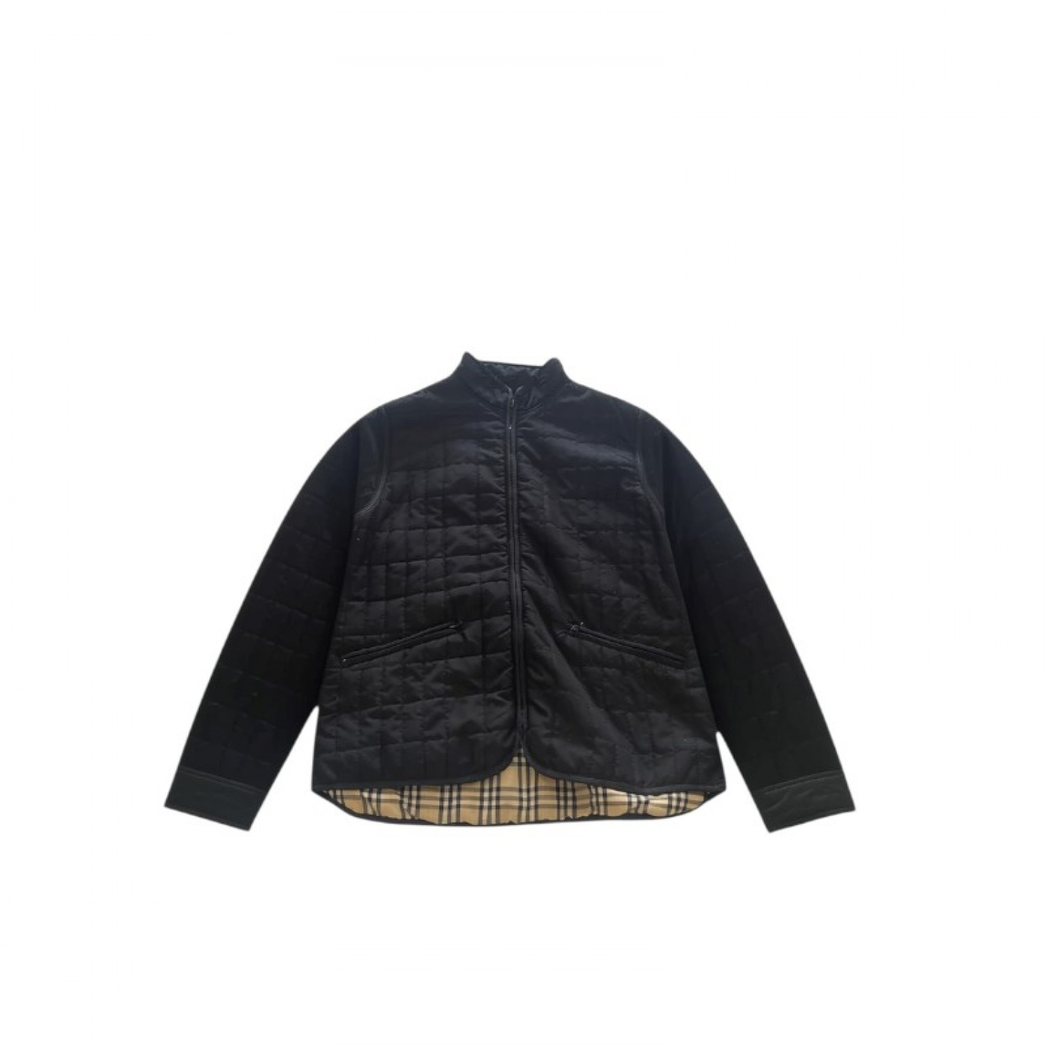 Boat Company Black Quilted Jacket with Check Lining — Size S / Pre-Owned