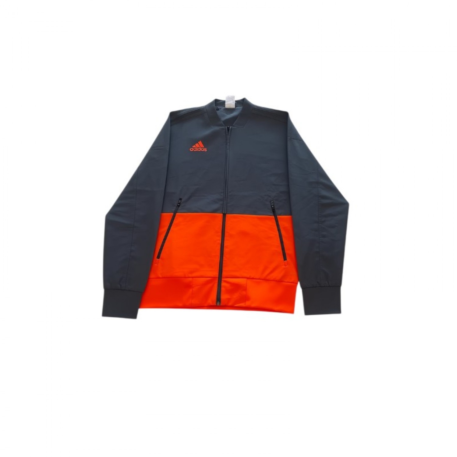 Adidas Grey & Bright Orange Full-Zip Training Jacket — Size S / Pre-Owned