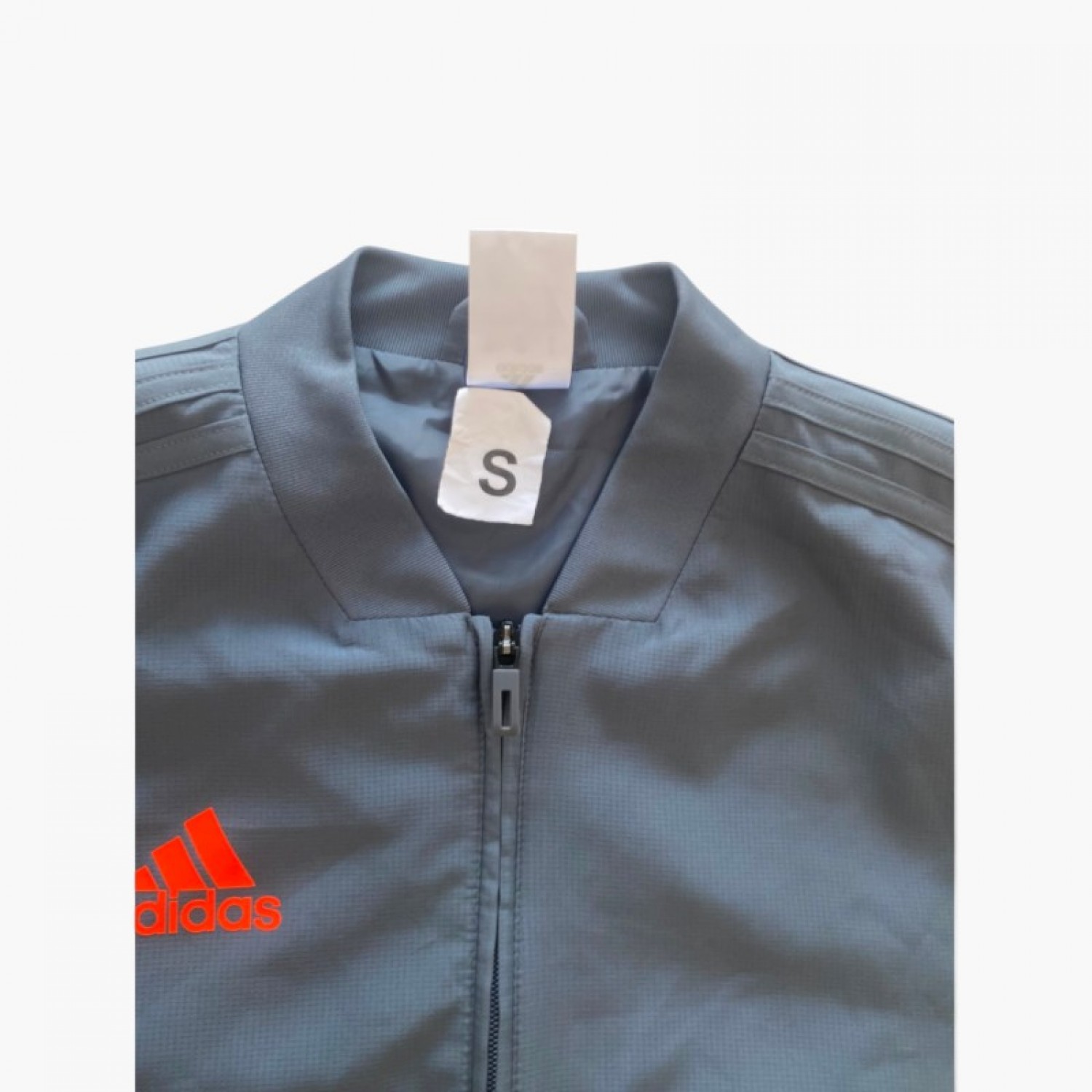 Adidas Grey & Bright Orange Full-Zip Training Jacket — Size S / Pre-Owned