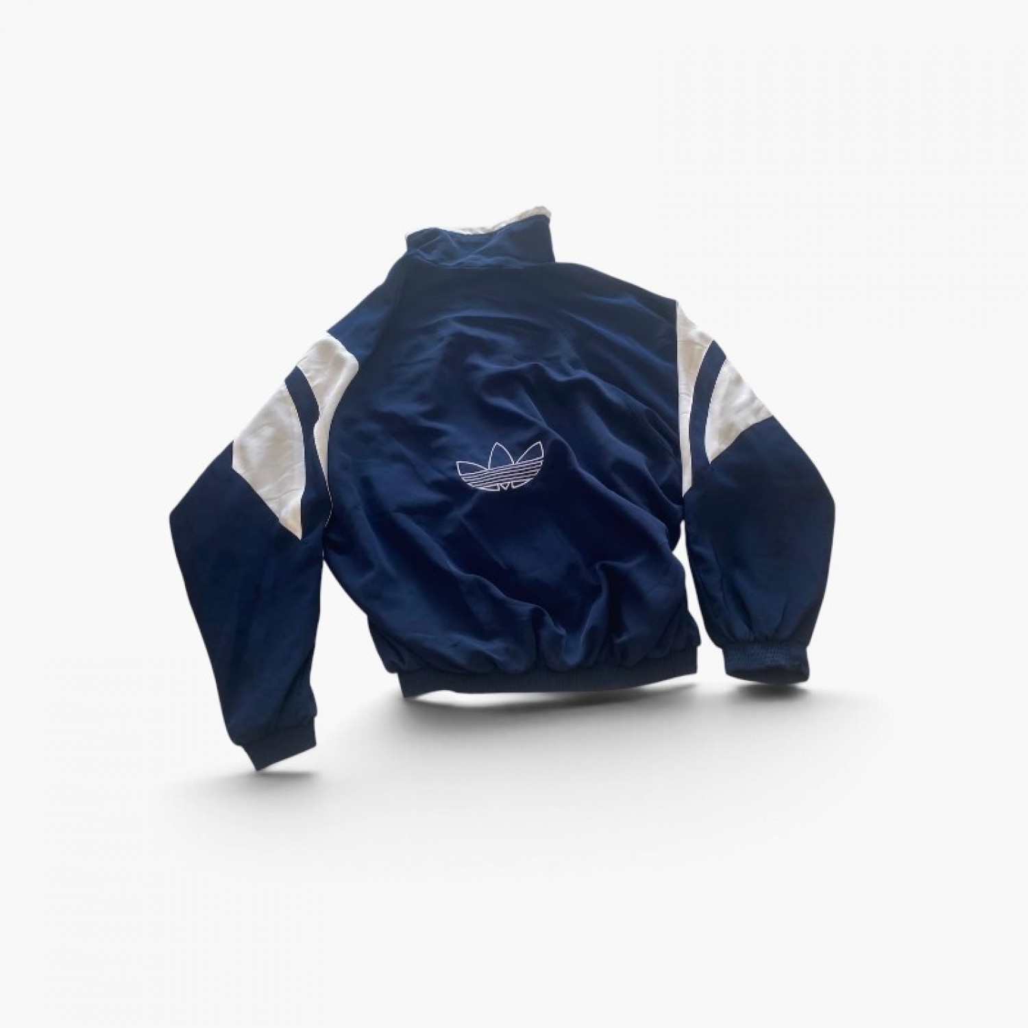 Adidas Navy & White Retro Geometric Track Jacket — Size L / Pre-Owned