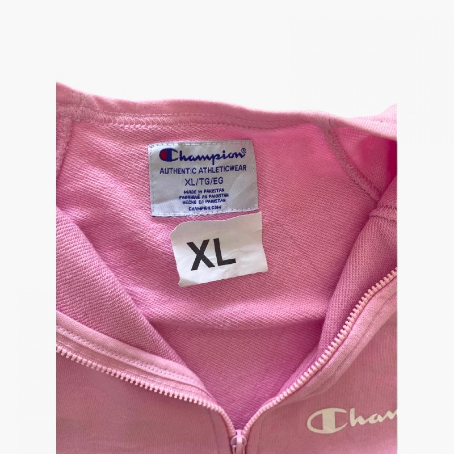 Champion Pink Quarter-Zip Sweatshirt — Size XL / Pre-Owned