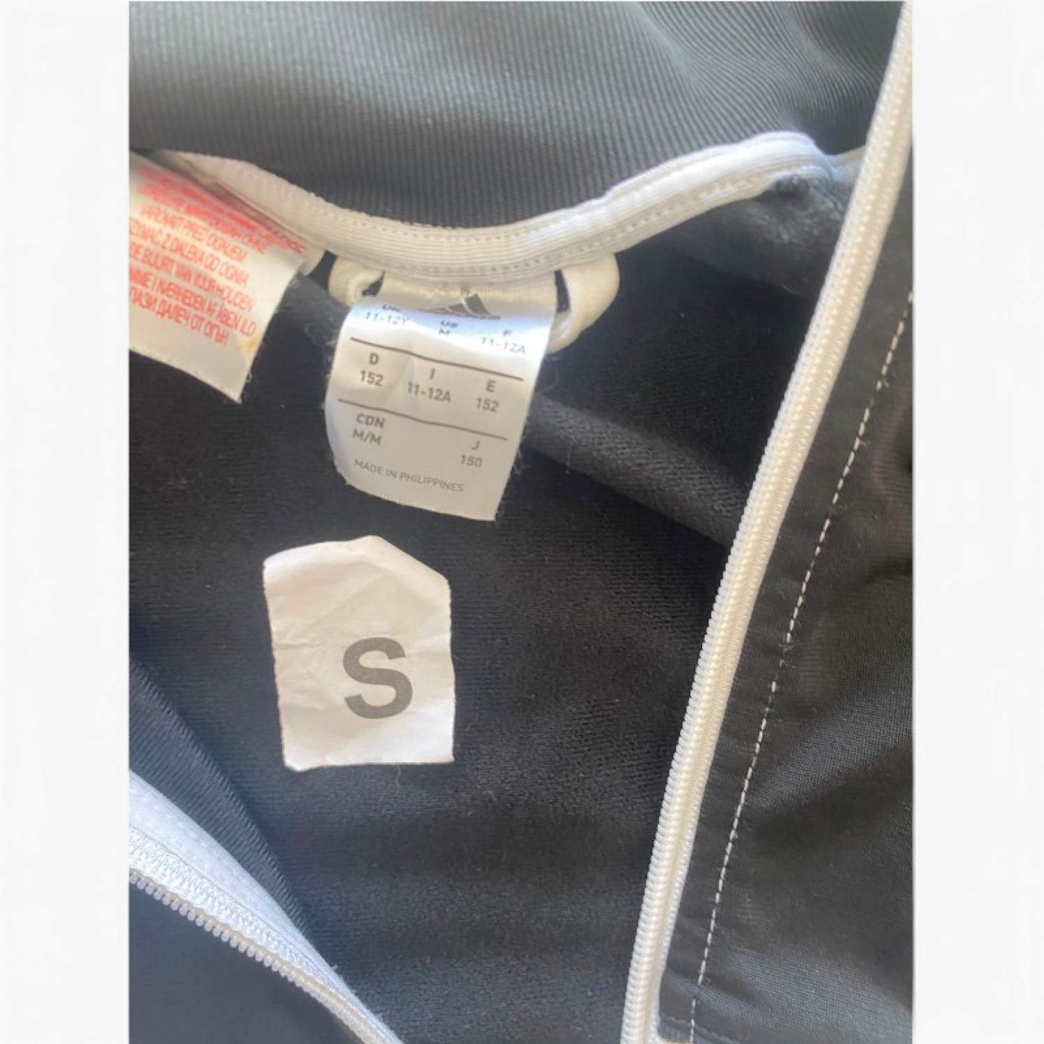 Adidas Black & White Full-Zip Track Jacket — Size S / Pre-Owned