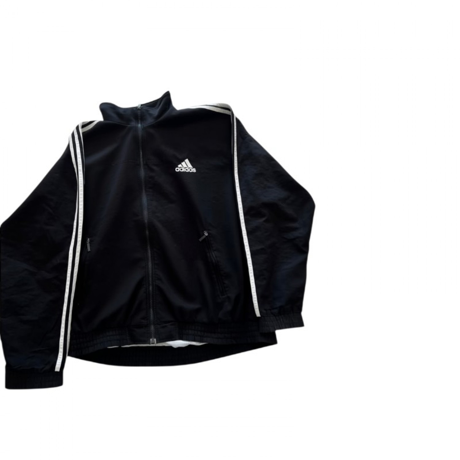 Adidas Black Full-Zip Track Jacket — Size L / Pre-Owned
