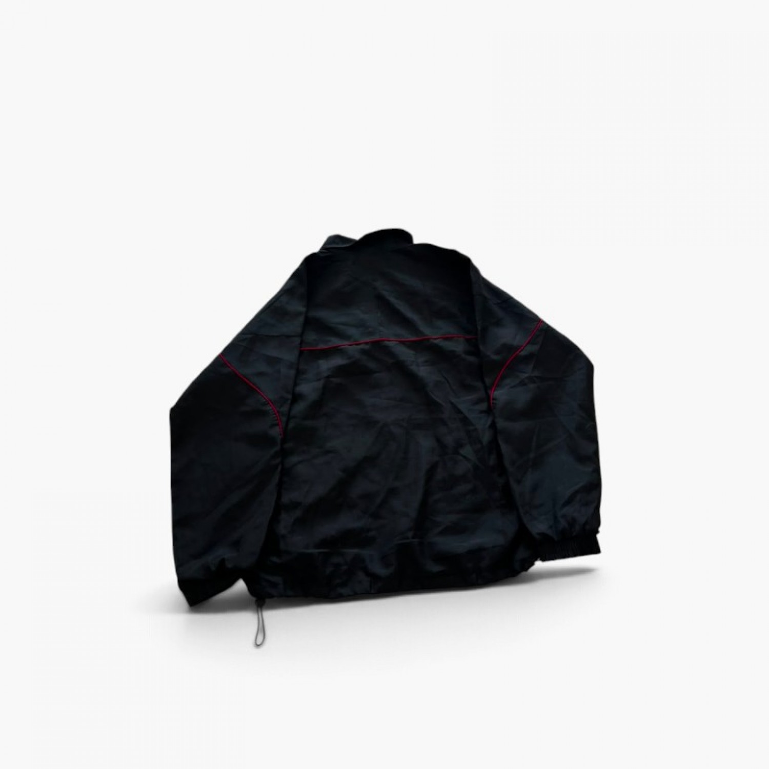 NIKE Black Windbreaker Track Jacket with Red Piping — Size L / Pre-Owned