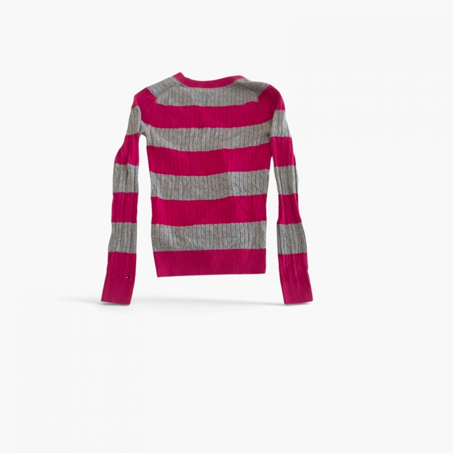 Tommy Hilfiger Striped Cable Knit V-Neck Sweater — XS / Pre-Owned