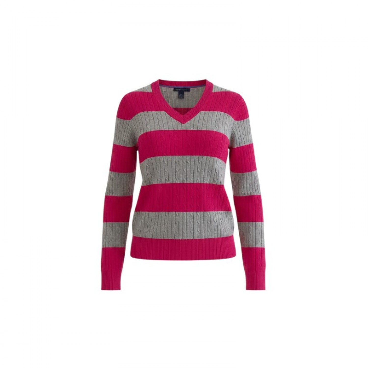 Tommy Hilfiger Striped Cable Knit V-Neck Sweater — XS / Pre-Owned