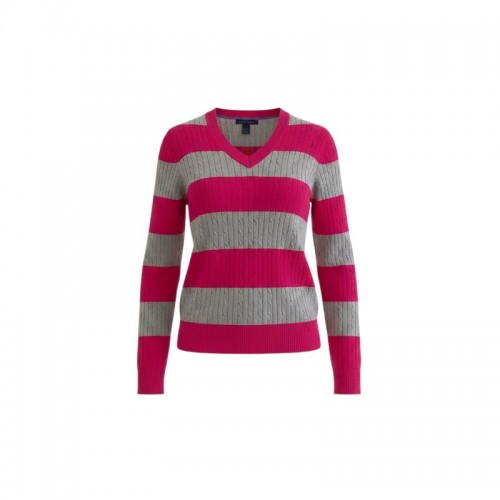 Tommy Hilfiger Striped Cable Knit V-Neck Sweater — XS / Pre-Owned