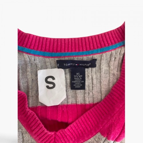 Tommy Hilfiger Striped Cable Knit V-Neck Sweater — XS / Pre-Owned