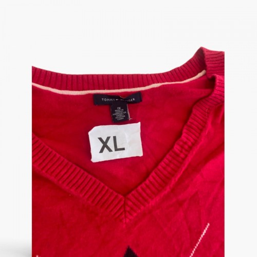 Tommy Hilfiger Argyle V-Neck Sweater — XL / Pre-Owned