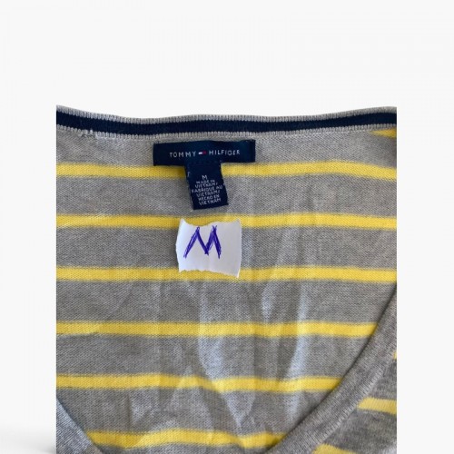 Tommy Hilfiger Striped V-Neck Sweater — M / Pre-Owned