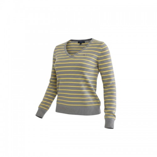 Tommy Hilfiger Striped V-Neck Sweater — M / Pre-Owned