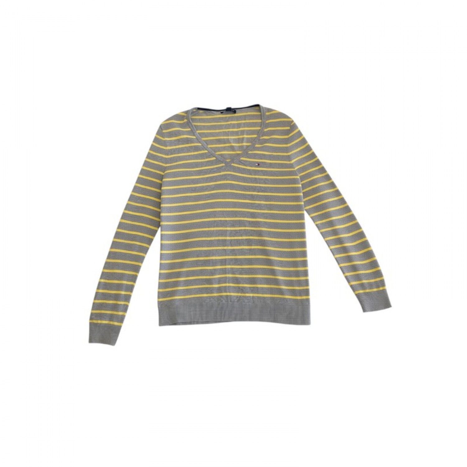 Tommy Hilfiger Striped V-Neck Sweater — M / Pre-Owned