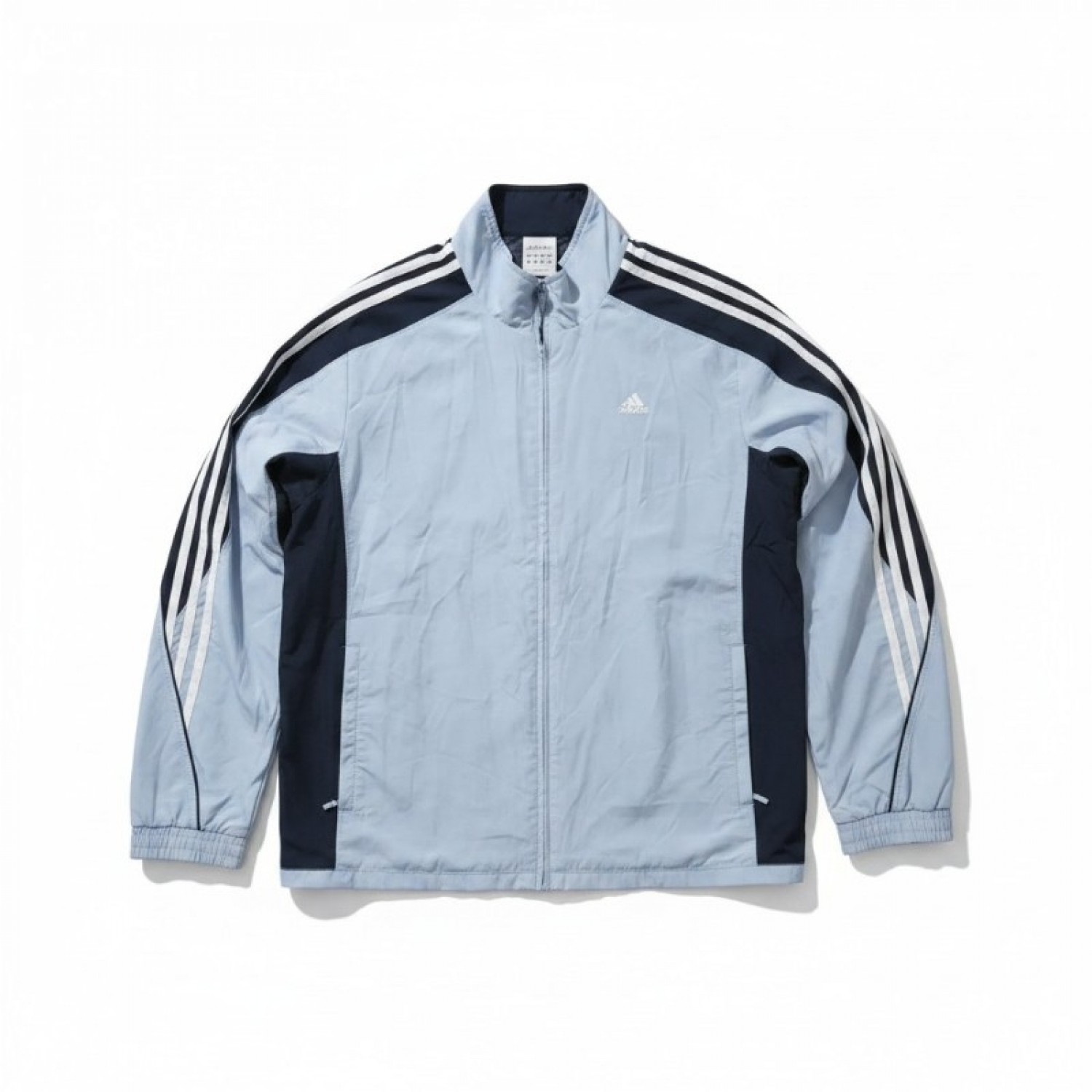 Adidas 3-Stripes Full Zip Track Jacket – Light Grey / Navy – Large / Pre-Owned