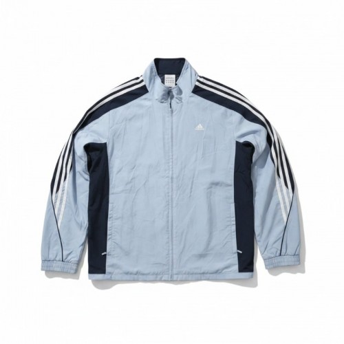 Adidas 3-Stripes Full Zip Track Jacket – Light Grey / Navy – Large / Pre-Owned